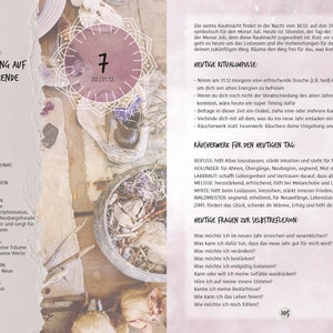 May include: A pink and white mandala with the number 7 inside, surrounded by a variety of natural elements, including a bowl of dried flowers, a piece of driftwood, and a small rock. The text "THEMA: VORBEREITUNG AUF DAS KOMMENDE" is at the top of the image. The text "30/31.12." is below the number 7. The text "STEHT F&Uuml;R MONAT: Juli" is in the lower left corner of the image. The text "STERNZEICHEN: Krebs" is below the text "STEHT F&Uuml;R MONAT: Juli". The text "HEILSTEIN: Bernstein" is below the text "STERNZEICHEN: Krebs". The text "Schutzstein, f&ouml;rdert Optimismus, Flexibilit&auml;t, sowie Entscheidungsfreude, weckt die Lebensgeister und sorgt f&uuml;r kreative Ideen" is below the text "HEILSTEIN: Bernstein". The text "MANTRA: Ich manifestiere meine Tr&auml;ume und verwirkliche meine Werte" is below the text "Schutzstein, f&ouml;rdert Optimismus, Flexibilit&auml;t, sowie Entscheidungsfreude, weckt die Lebensgeister und sorgt f&uuml;r kreative Ideen". The text "MEDITATION: &Uuml;bergang ins Neue" is below the text "MANTRA: Ich manifestiere meine Tr&auml;ume und verwirkliche meine Werte". The text "CHAKRA: Solarplexus" is below the text "MEDITATION: &Uuml;bergang ins Neue".