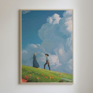 Howl&#39;s Moving Castle Art Print, Sophie and Howl Art, Anime Gifts, Studio Ghibli Inspired Decor, Howls Moving Castle Poster, DIGITAL DOWNLOAD