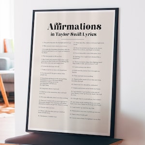Taylor&#39;s Version Affirmations Print, Taylor Swiftie Lyric Poster, Lebensstunden Kunstdruck, Geschenk für Swiftie Fans, Ästhetisches Wohnung Dekor