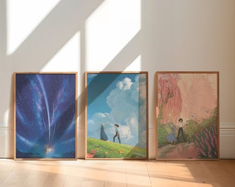 Howl's Moving Castle Poster Set, Studio Ghibli Anime Art