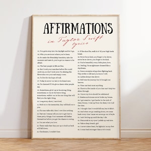 Taylor&#39;s Version Affirmations Poster, Taylor Swiftie Lyric Print, Lebensstunden Kunstdruck, Geschenk für Swiftie Fans, Girly Wohnung Wanddekoration