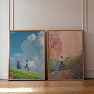 Set of 2 Howl&#39;s Moving Castle Prints, Sophie and Howl Art, Anime Gifts, Studio Ghibli Decor, Howls Moving Castle Poster, DIGITAL DOWNLOAD
