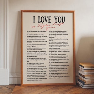 I Love You in Taylor Swiftie Lyrics Print, Taylor Valentine Quotes, Girly Bedroom Wall Art, Swiftie Valentine&#39;s Day Gift, DIGITAL DOWNLOAD