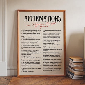 Inspirational Wall Art, Taylor Swiftie Affirmations Print, Above Bed Art, PRINTABLE Wall Art, Positive Affirmations Poster, DIGITAL DOWNLOAD