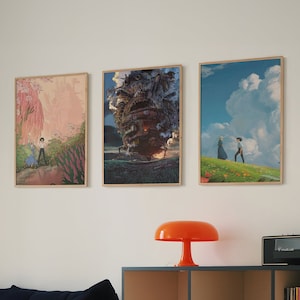 Set of 3 Howl&#39;s Moving Castle Prints, Sophie and Howl Print, Anime Art, Ghibli Inspired Decor, Howls Moving Castle Poster, DIGITAL DOWNLOAD