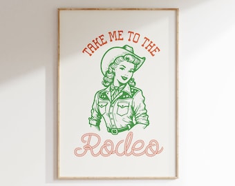 Vintage Cowgirl Rodeo Art Print, Western Wall Decor (Digitaler Download)