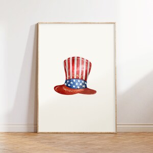 Arte murale minimalista del 4 luglio, stampe del 4 luglio, arte murale stampabile del 4 luglio, poster America rosso blu bianco, stampa cappello patriottico
