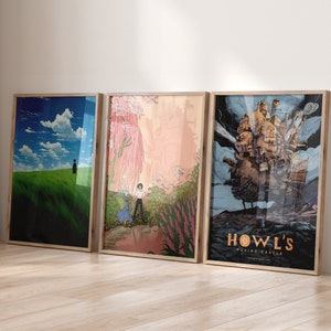 Howl&#39;s Moving Castle Set of 3 Prints, Sophie and Howl Art, Anime Gifts, Ghibli Inspired Decor, Howls Moving Castle Poster, DIGITAL DOWNLOAD