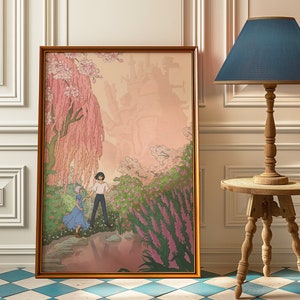 Howl&#39;s Moving Castle Poster, Sophie and Howl Art, Anime Gifts, Studio Ghibli Inspired Decor, Howls Moving Castle Print, DIGITAL DOWNLOAD