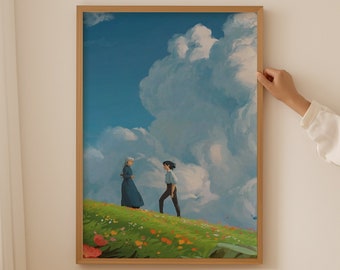 Howl's Moving Castle Art Print, Studio Ghibli Inspired Poster