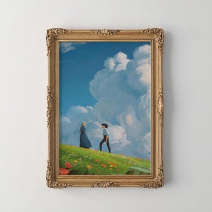 Howl&#39;s Moving Castle Art Print, Howl and Sophie Art, Anime Posters, Studio Ghibli Wall Art, Howls Moving Castle Painting, DIGITAL DOWNLOAD