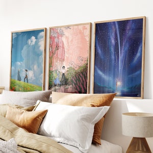 Set of 3 Howl&#39;s Moving Castle Prints, Sophie and Howl Art, Anime Art, Ghibli Inspired Decor, Howls Moving Castle Poster, PRINTABLE WALL ART