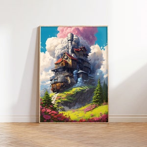 Howl's Moving Castle Art Print, Sophie and Howl Art, Anime Wall Art ...