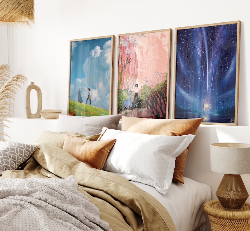 Set of 3 Howl's Moving Castle Prints, Sophie and Howl Art, Anime Decor, Ghibli Inspired Decor, Howls Moving Castle Poster, DIGITAL DOWNLOAD image 5