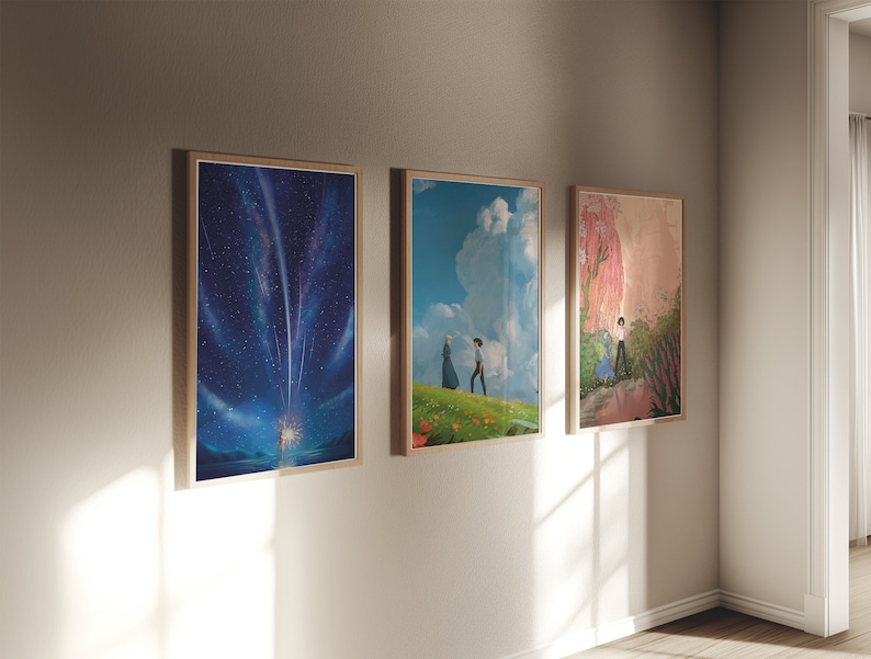 Set of 3 Howl's Moving Castle Prints, Sophie and Howl Art, Anime Decor, Ghibli Inspired Decor, Howls Moving Castle Poster, DIGITAL DOWNLOAD image 4