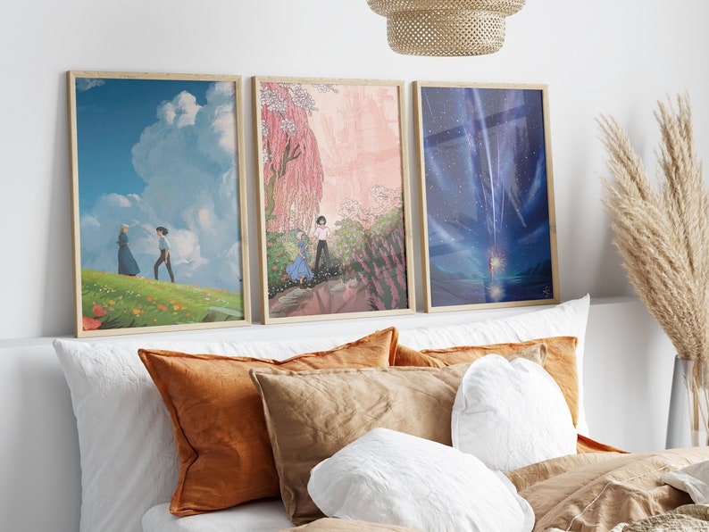Set of 3 Howl's Moving Castle Prints, Sophie and Howl Art, Anime Decor, Ghibli Inspired Decor, Howls Moving Castle Poster, DIGITAL DOWNLOAD image 3