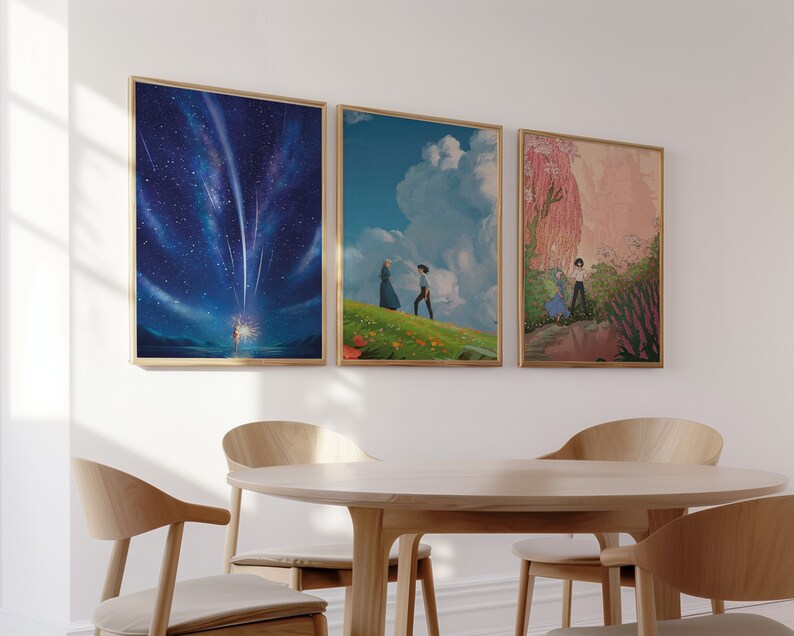 Set of 3 Howl's Moving Castle Prints, Sophie and Howl Art, Anime Decor, Ghibli Inspired Decor, Howls Moving Castle Poster, DIGITAL DOWNLOAD image 8