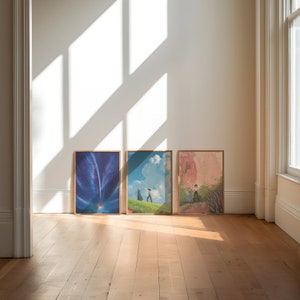 Set of 3 Howl's Moving Castle Prints, Sophie and Howl Art, Anime Decor, Ghibli Inspired Decor, Howls Moving Castle Poster, DIGITAL DOWNLOAD image 2
