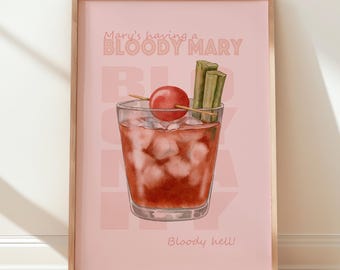 Personalised Bloody Mary Print – Custom Cocktail Wall Art, Brunch Lover Gift