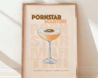 Personalised Pornstar Martini Print, Custom Cocktail Wall Art for Home Bars