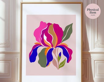 Pink Floral Wall Art – Bold Iris Flower Print for Modern Home Decor