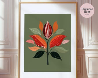 Botanical Wall Art – Floral Print with Mid-Century Modern Inspired Design