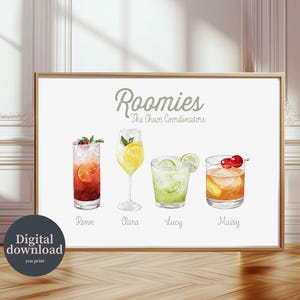 Personalised Roommate Print, Custom Drinks Wall Art, Flatmate Gift