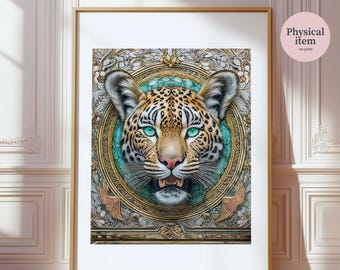 Leopard Wall Art, Botanical Nouveau Jungle Print | 18 Sizes, Framed Options - Eclectic Gallery Display
