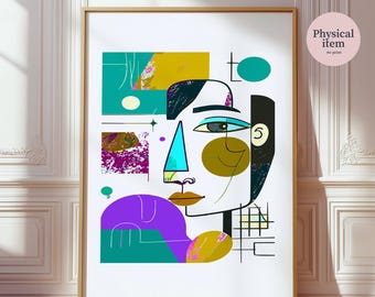 Abstract Face Art, Cubist Wall Print, Modern Geometric Poster, Minimalist Wall Decor