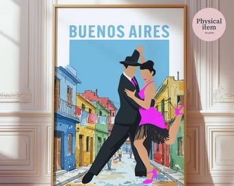 Buenos Aires Tango - Colourful Travel Print, Illustrated Couple, Latin Dance Decor, Argentina Poster