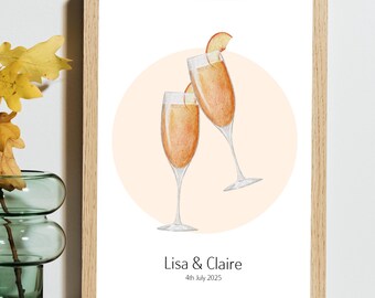 Couples Cocktail Print, Custom Anniversary Wall Art for Celebrations