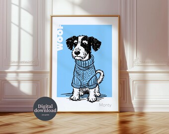 Custom Dog Name Art, Whimsical Pet Poster (Digital Download)