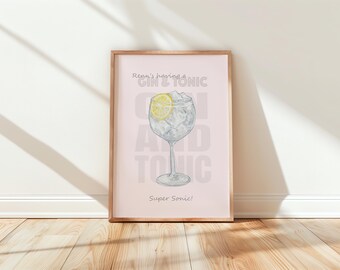 Personalised Gin Tonic Print, Custom Cocktail Wall Art (Digital Download)