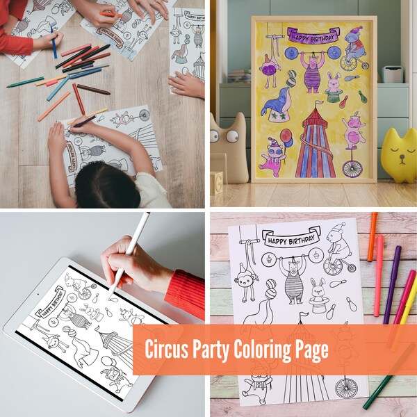 Printable Circus Coloring Page - Perfect for Children's Birthday Parties and Activities