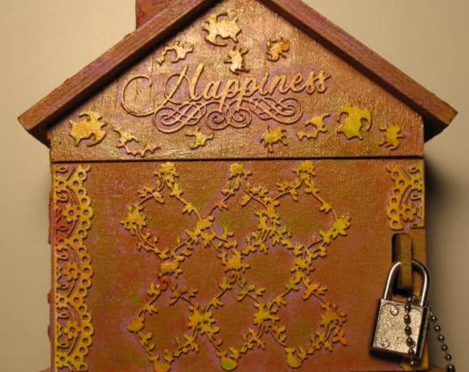 Featured listing image: Custom-made wooden piggy bank - mixed media - children's gift