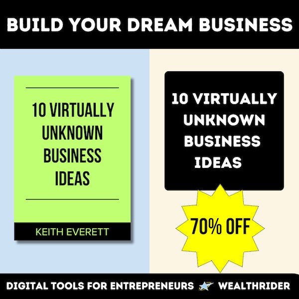 HOT!!! Business Ideas -10 Virtually Unknown Business Ideas Ebook PDF Work From Home Digital Downloads, Wealth, Psychology Make Money