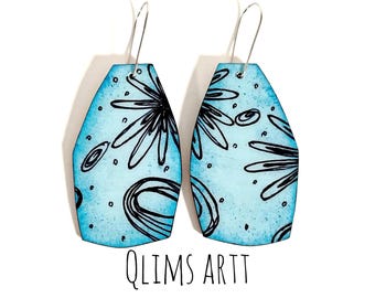 Handpainted Space Flower Paper Earrings: Lightweight Eco-Friendly Jewelry