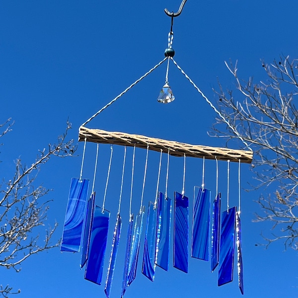 Stained Glass Wind Chime, with Cholla Cactus Wood spreader
