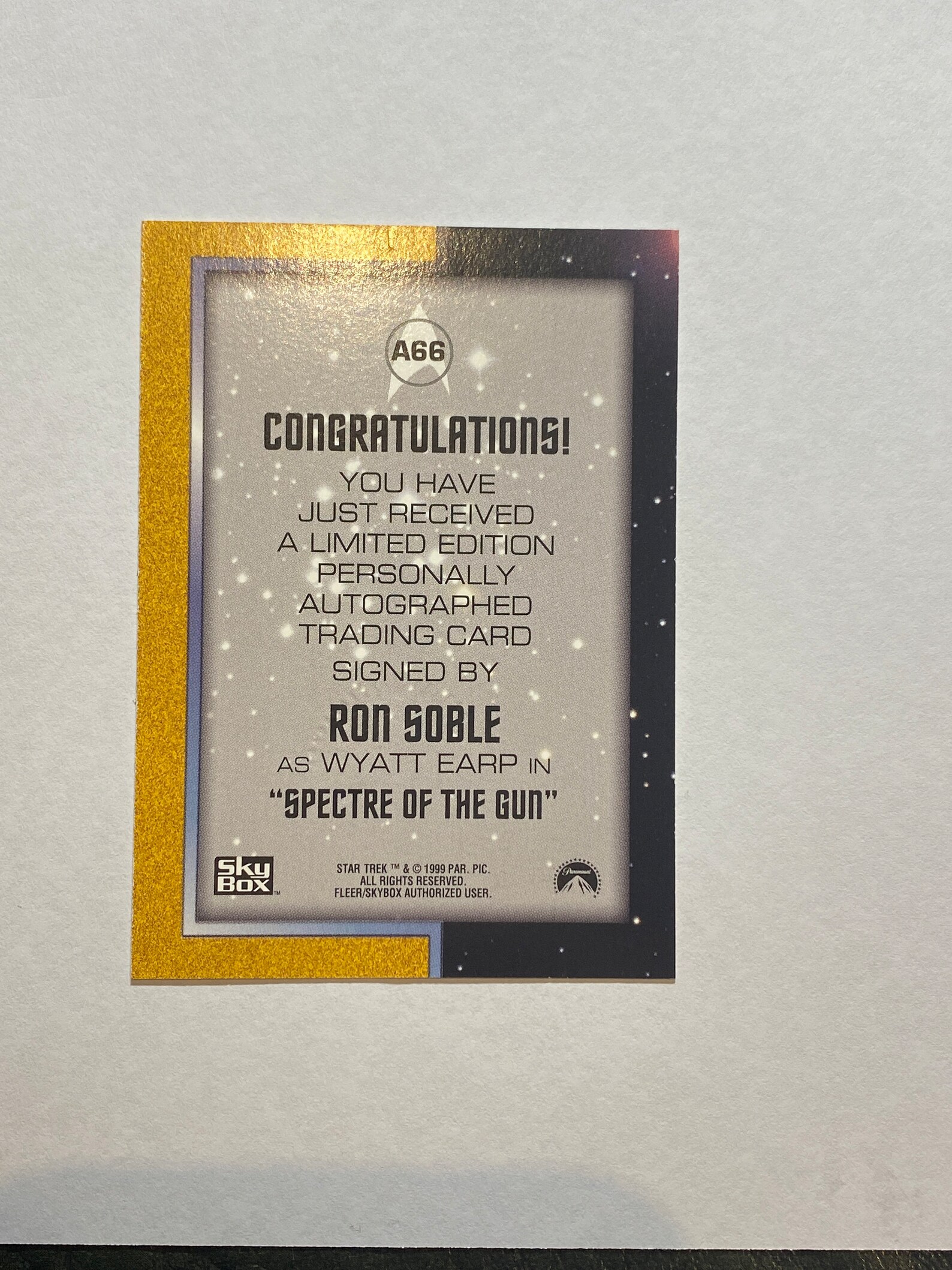 Star Trek: Original Series Trading Card Autograph Ron Soble Wyatt Earp ...