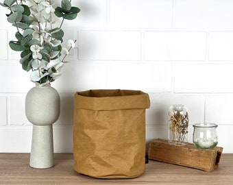 Kraft paper card basket made of TecCell XL round - brown - natural