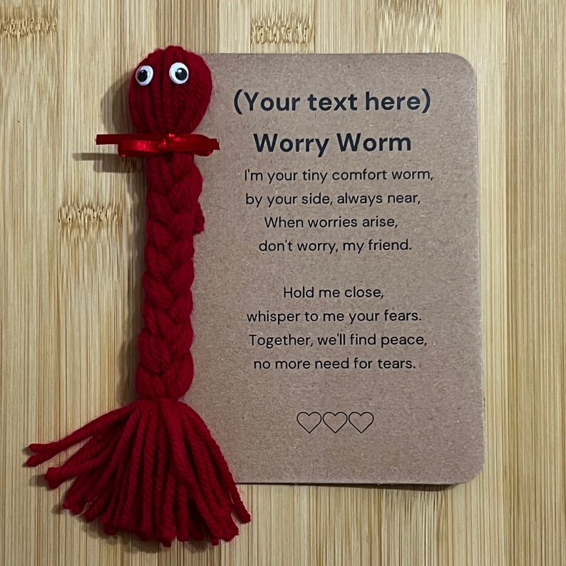 Worry Worm, Personalised Gift, Thank You, Teacher Gift, Under 5 Pounds
