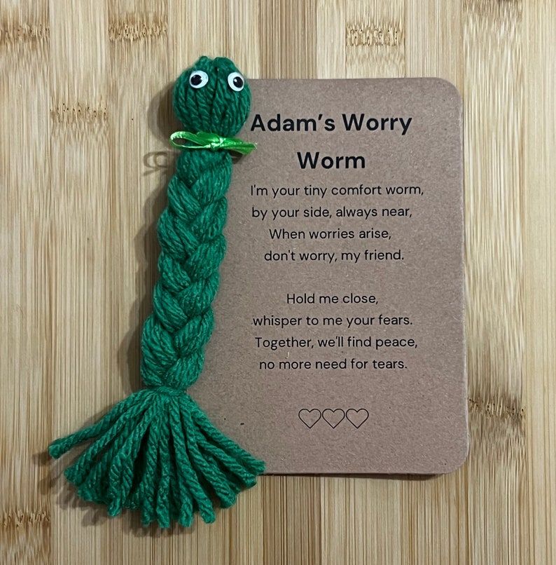 Worry Worm, Personalised Gift, Thank You, Teacher Gift, Under 5 Pounds