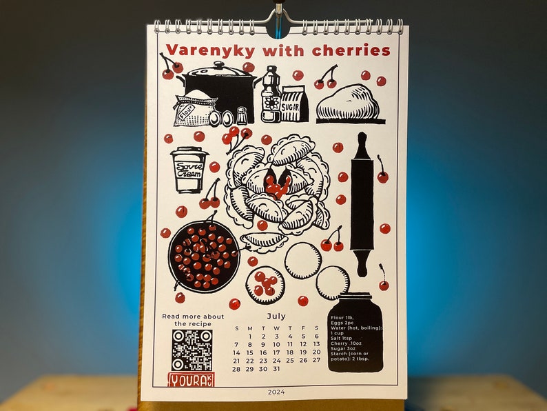 2024 Digital Food Calendar A4 Size Printable With Ukrainian Etsy