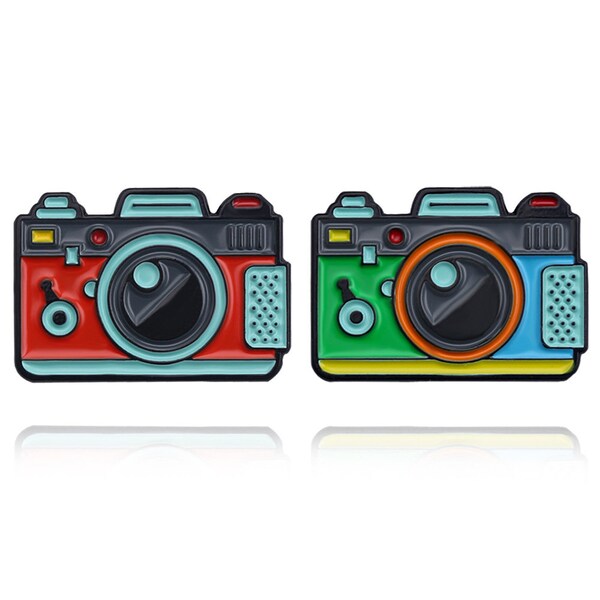 Camera Red Green Enamel Pins | Photographic | Canon | Nikon |  Lapel Pins | Badge | Environmentally Friendly Alloy Enamel Pins For Backpacks