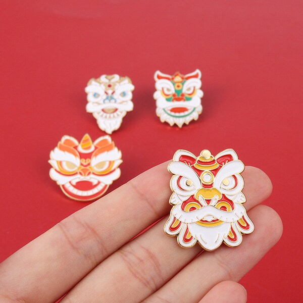 Chinese Lion Dance Enamel pin | Chinese Lunar New Year Gift | Lapel Pins | Badge | Environmentally Friendly Alloy Enamel Pins For Backpacks