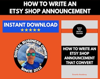 How to Write an Etsy Shop Announcement that Convert, How to Rank on Etsy, Etsy Seller Help, Selling on Etsy, Etsy Template, Etsy Guide