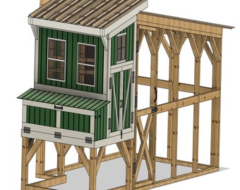 Hühnerstall & Lauf | PDF Pläne | 3D, 2D Zeichnungen | Schritt für Schritt Bauanleitung