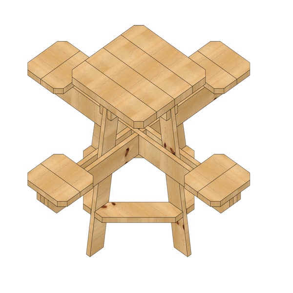 High Top Table | PDF Plans | 3D, 2D Drawings | Picnic Table | Step by Step Building Instructions