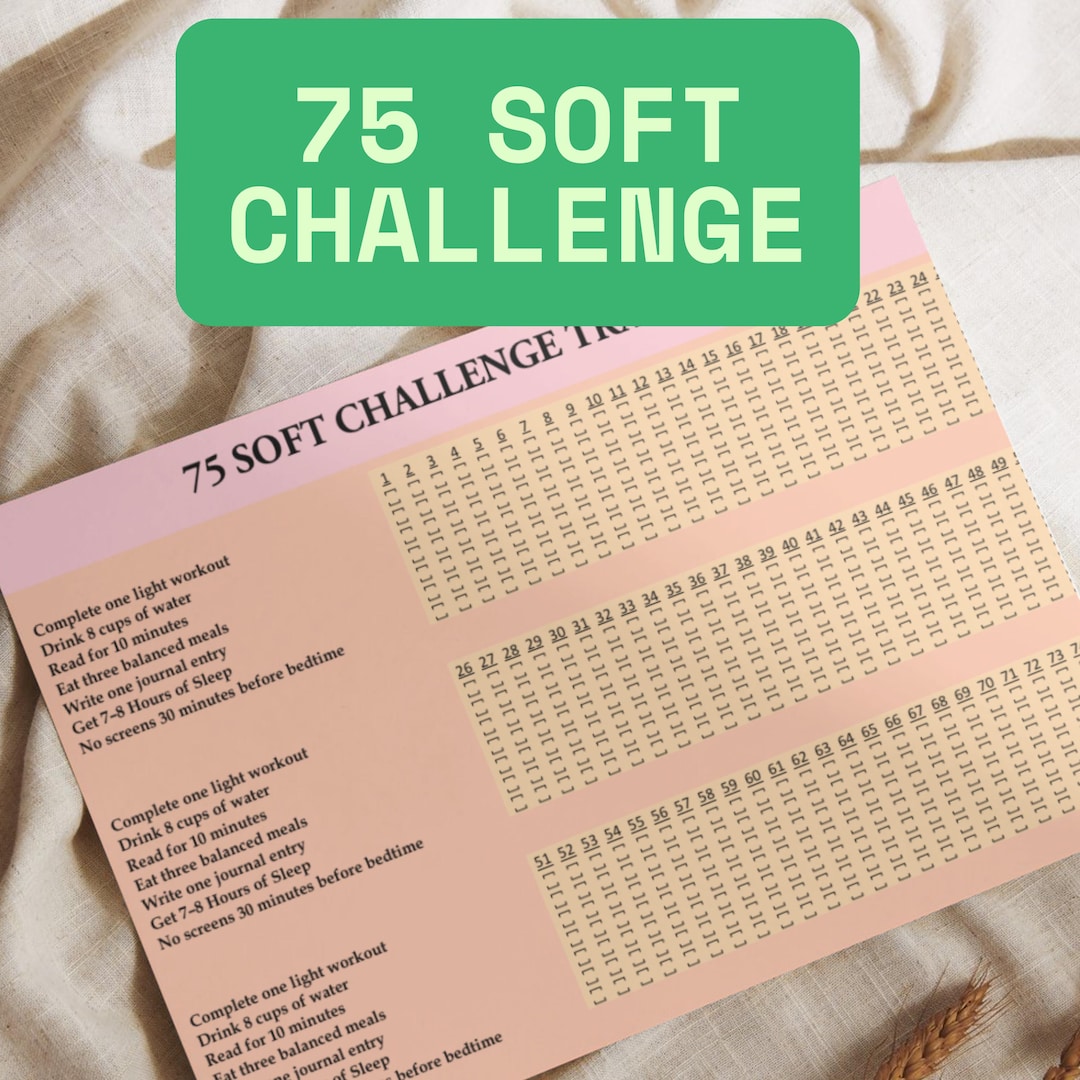 75 Day SOFT Challenge Tracker Printable PDF | 75 Hard Fitness Digital ...