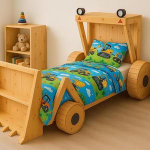 DIY Twin-Size Construction Truck Bed Plans (PDF) – Wheel Loader Truck – Build the Ultimate Kids&#39; Bedroom!